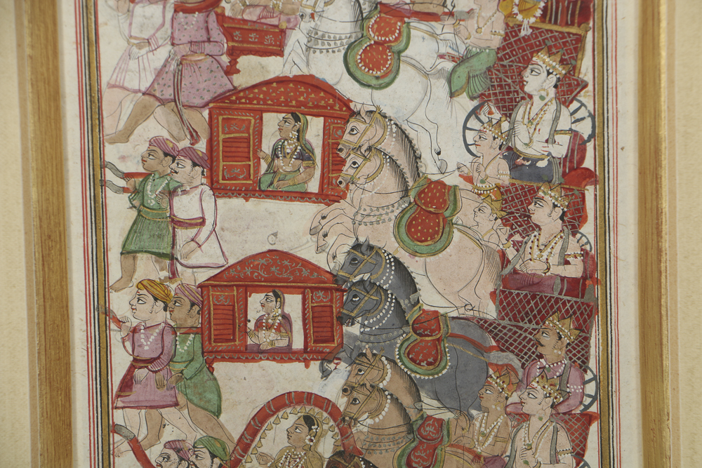 19th-Century Gouache on Paper Persian Illustrated Folio Pages