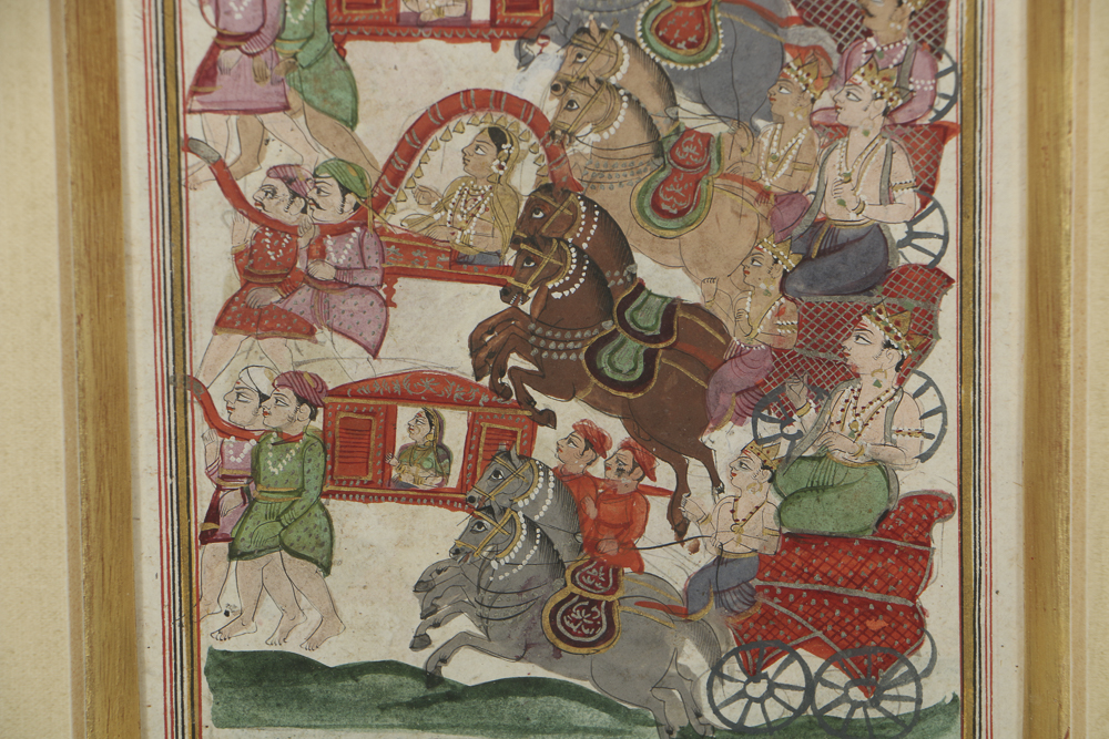 19th-Century Gouache on Paper Persian Illustrated Folio Pages