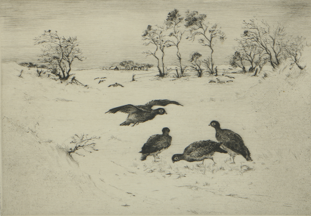 Jackson Simpson Etching on Paper "The Covey"