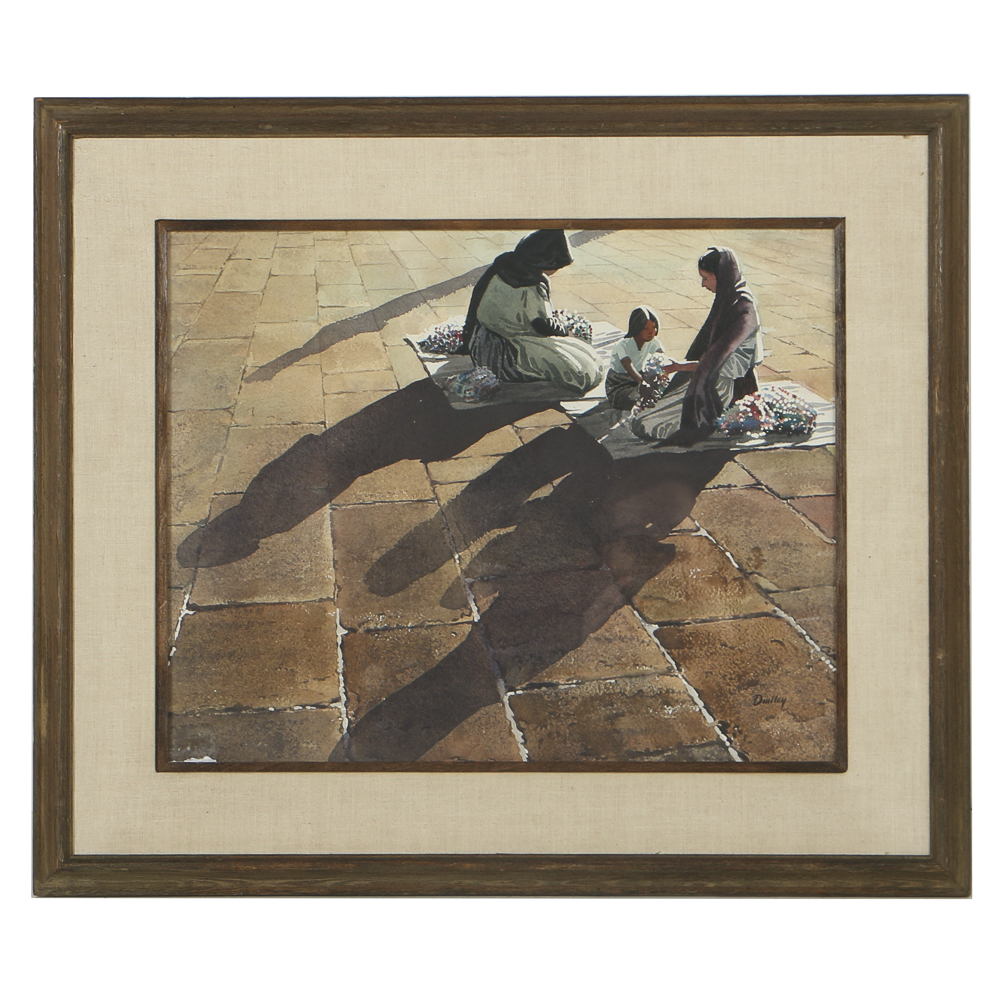 Jack Dudley Watercolor Painting on Paper "En La Plaza"