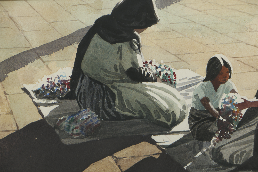Jack Dudley Watercolor Painting on Paper "En La Plaza"