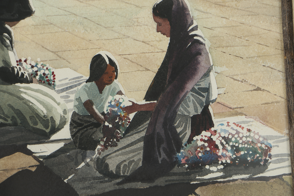 Jack Dudley Watercolor Painting on Paper "En La Plaza"