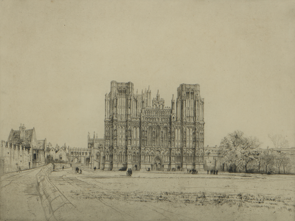 Nathaniel Sparks Etching on Paper "Wells Cathedral"