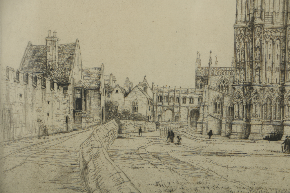 Nathaniel Sparks Etching on Paper "Wells Cathedral"