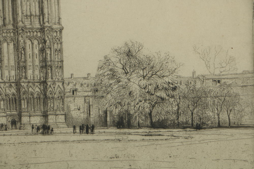 Nathaniel Sparks Etching on Paper "Wells Cathedral"