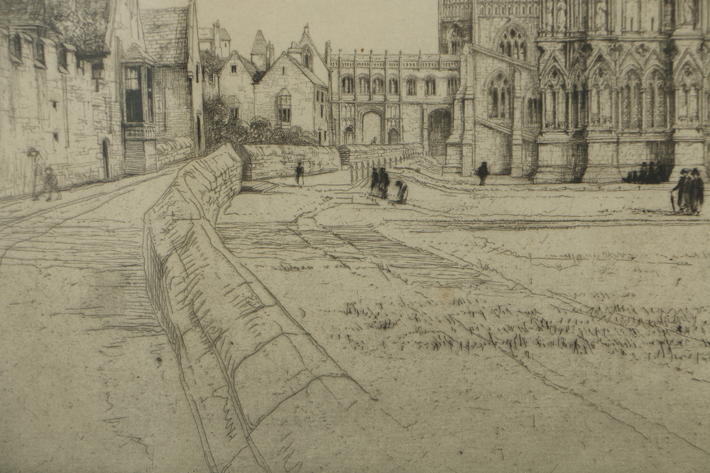 Nathaniel Sparks Etching on Paper "Wells Cathedral"