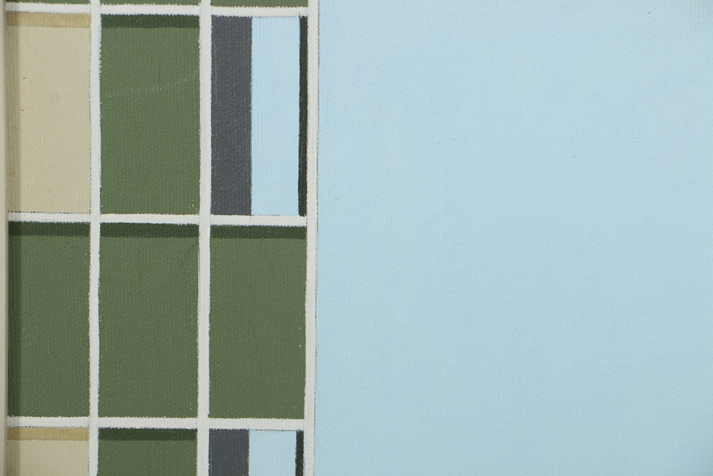 Robert Herrmann Oil Painting on Canvas "Sky Between Two Buildings"