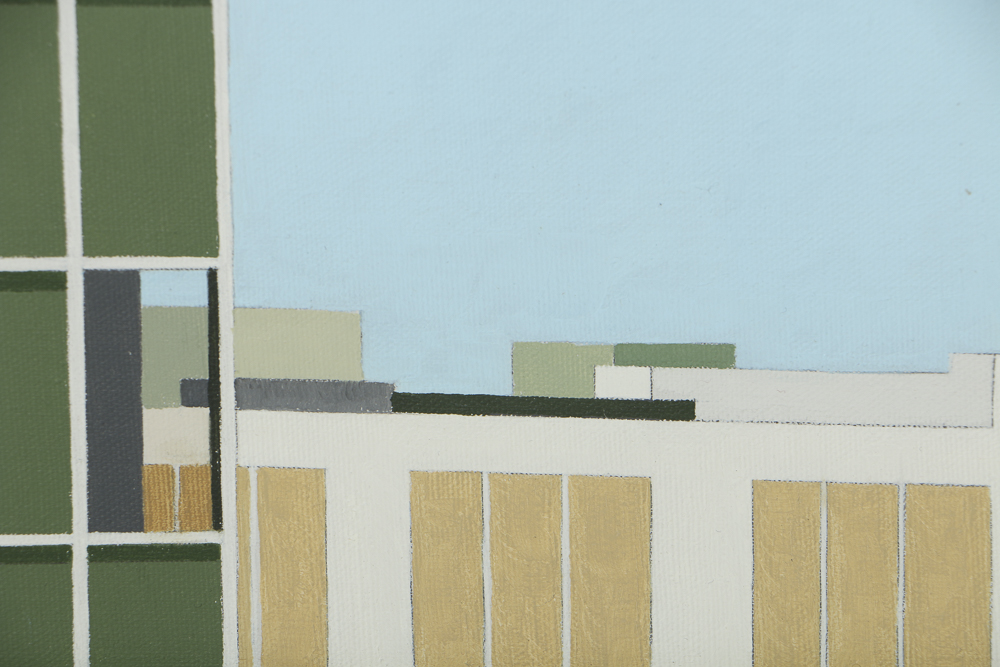 Robert Herrmann Oil Painting on Canvas "Sky Between Two Buildings"