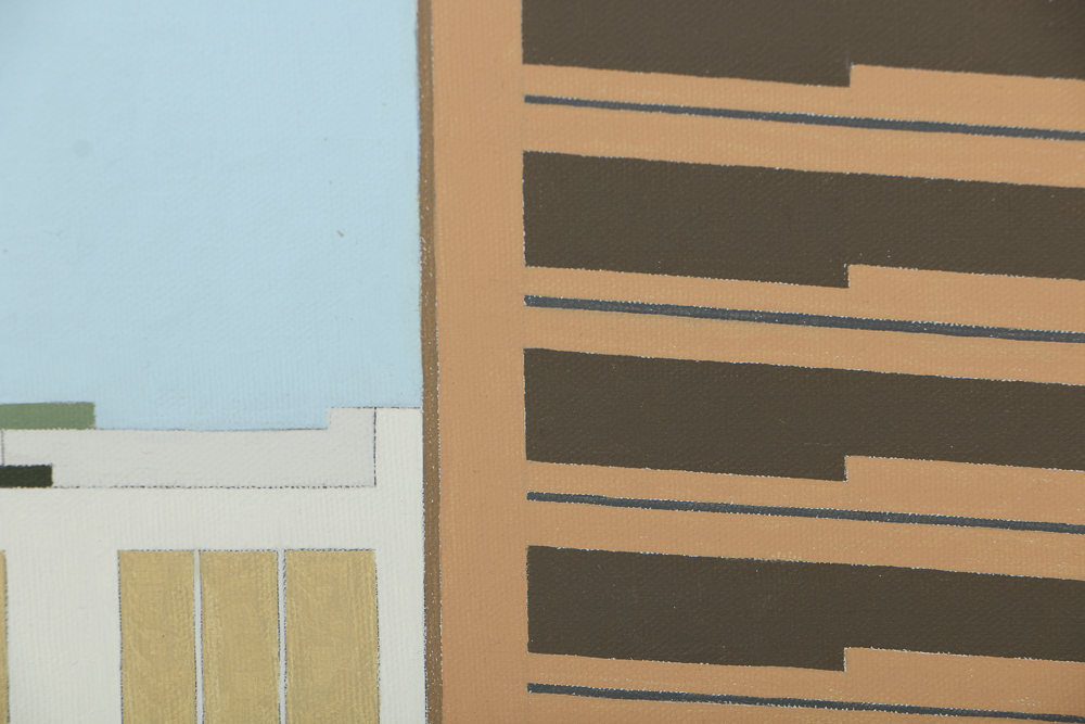 Robert Herrmann Oil Painting on Canvas "Sky Between Two Buildings"