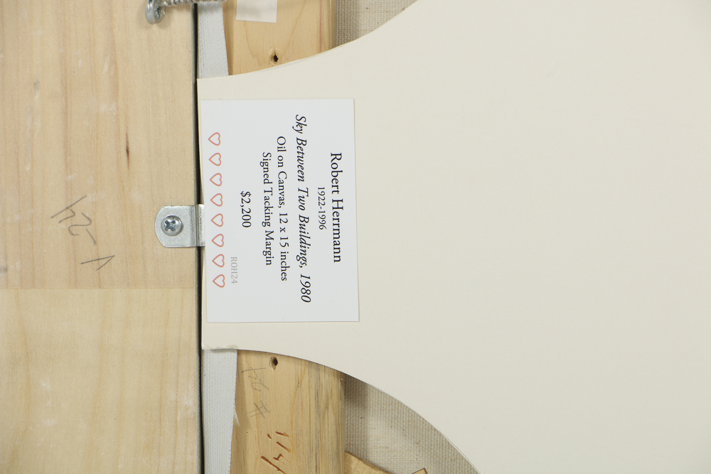 Robert Herrmann Oil Painting on Canvas "Sky Between Two Buildings"