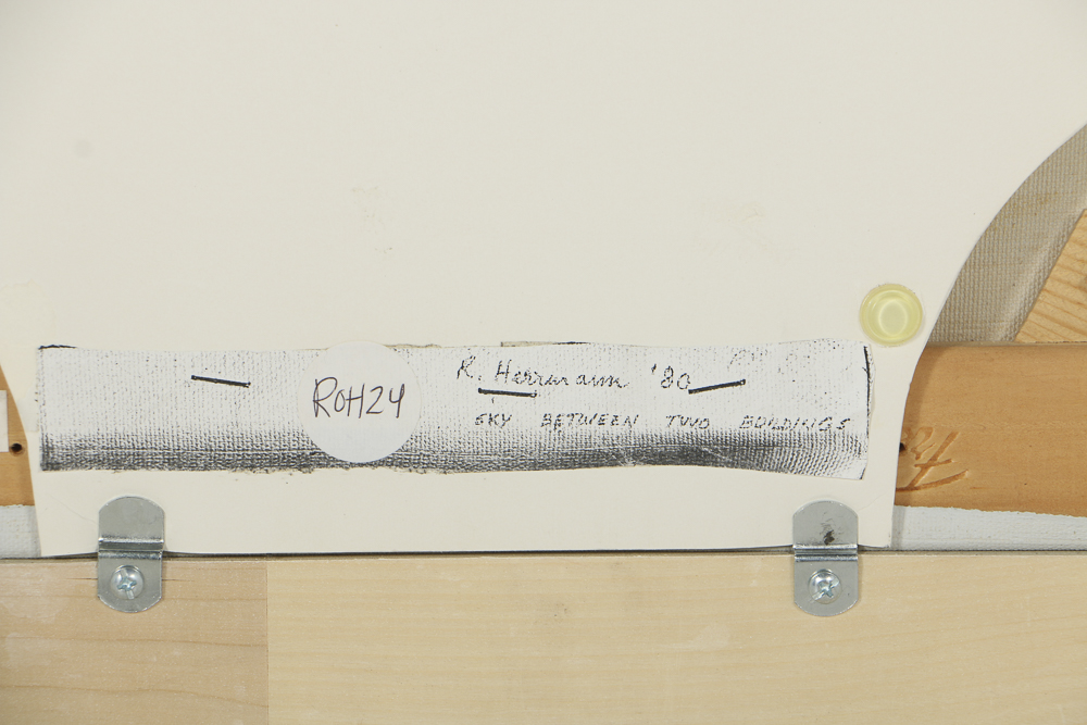 Robert Herrmann Oil Painting on Canvas "Sky Between Two Buildings"