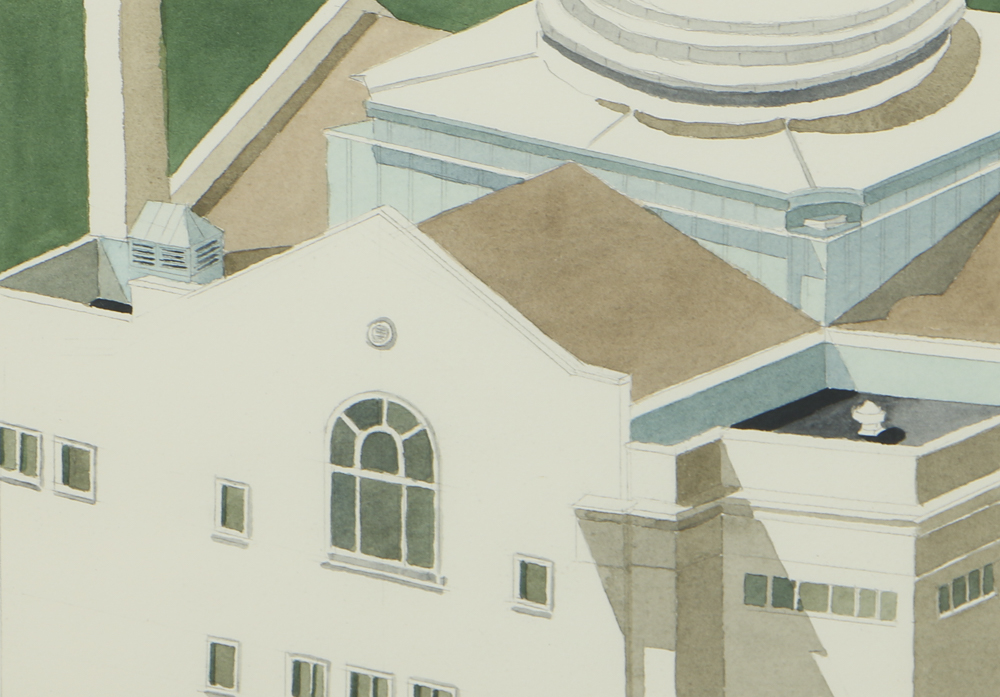 Robert Herrmann Watercolor Painting on Paper Architectural Scene