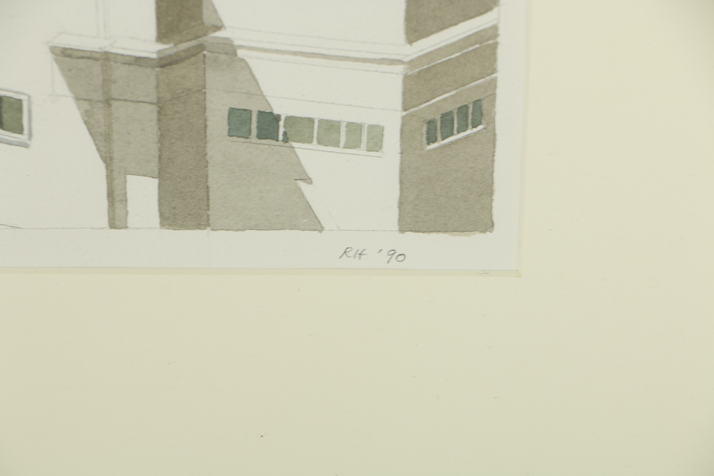 Robert Herrmann Watercolor Painting on Paper Architectural Scene