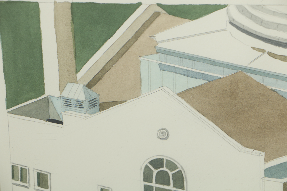 Robert Herrmann Watercolor Painting on Paper Architectural Scene