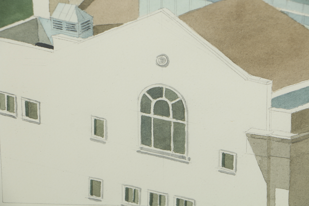 Robert Herrmann Watercolor Painting on Paper Architectural Scene