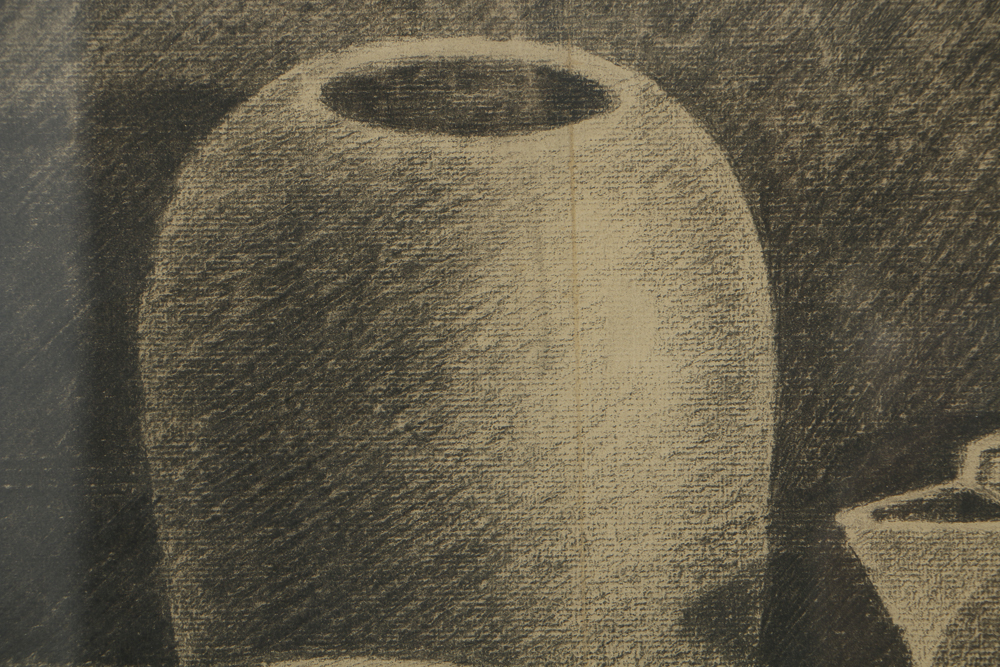 J.R. Hopkins Charcoal Drawing on Paper Still Life Composition