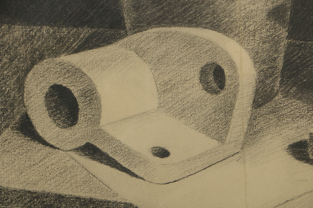 J.R. Hopkins Charcoal Drawing on Paper Still Life Composition