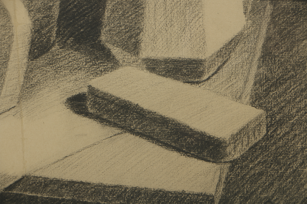 J.R. Hopkins Charcoal Drawing on Paper Still Life Composition