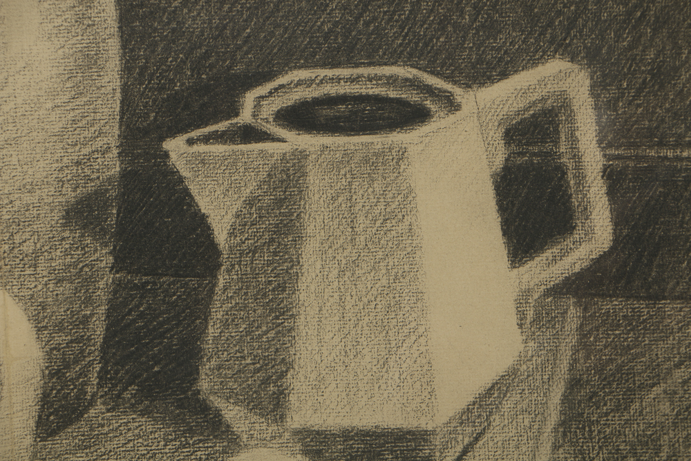 J.R. Hopkins Charcoal Drawing on Paper Still Life Composition