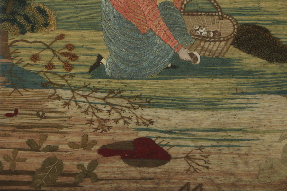 19th-Century Victorian Woolwork on Silk