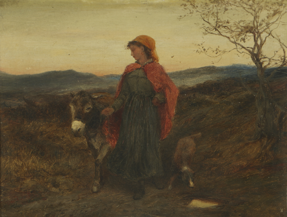 David Bates Original 1873 Oil on Academy Board "A Gypsy Girl"