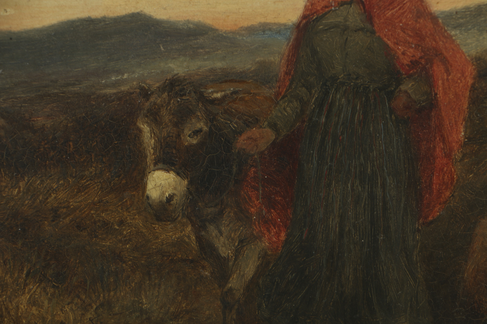 David Bates Original 1873 Oil on Academy Board "A Gypsy Girl"