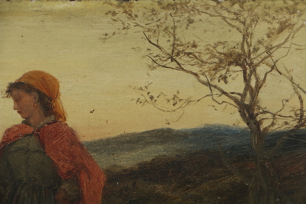 David Bates Original 1873 Oil on Academy Board "A Gypsy Girl"