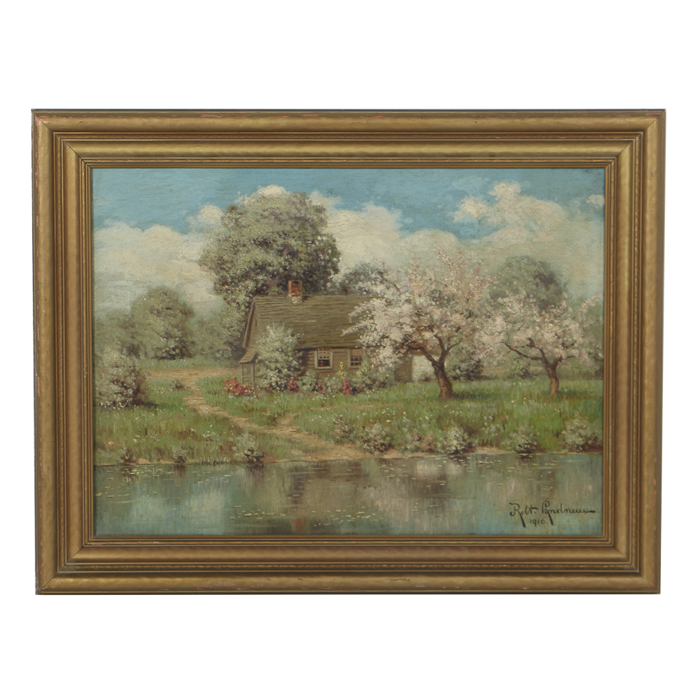 Robert Lindneux Oil Painting on Canvas Cottage Landscape