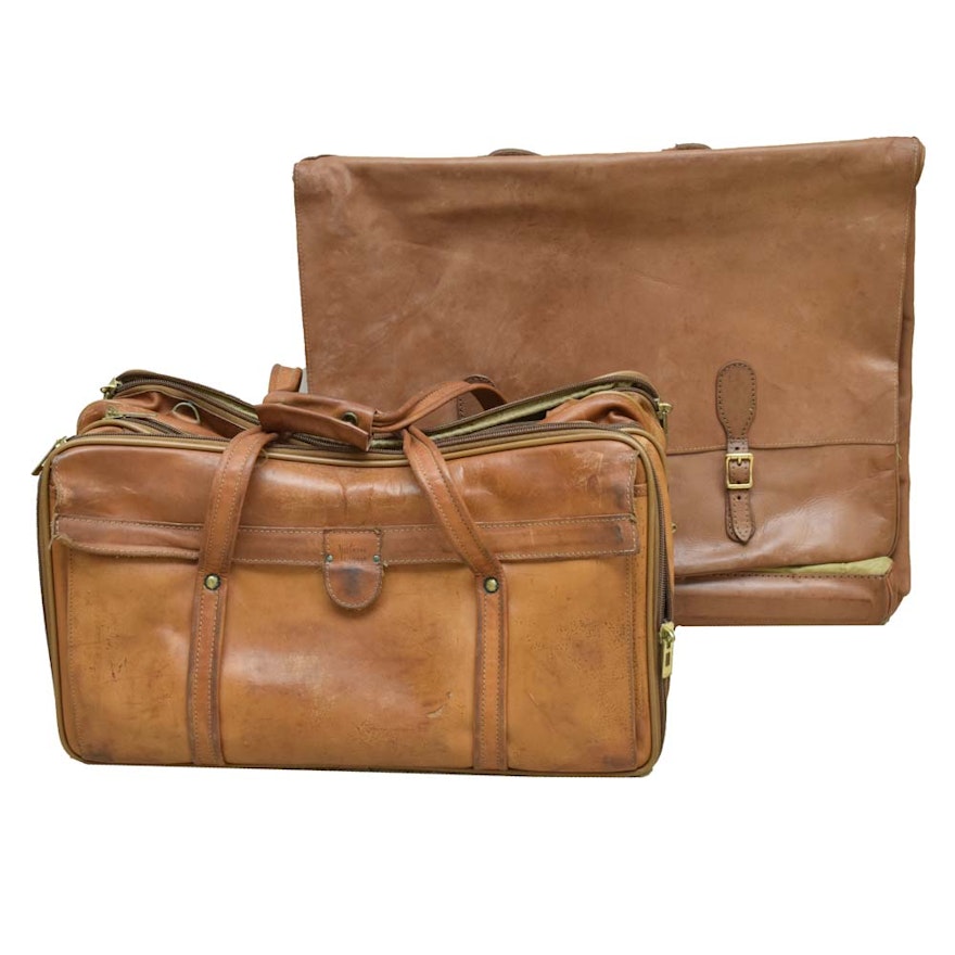 Vintage Hartmann Leather Duffel and Garment Bag