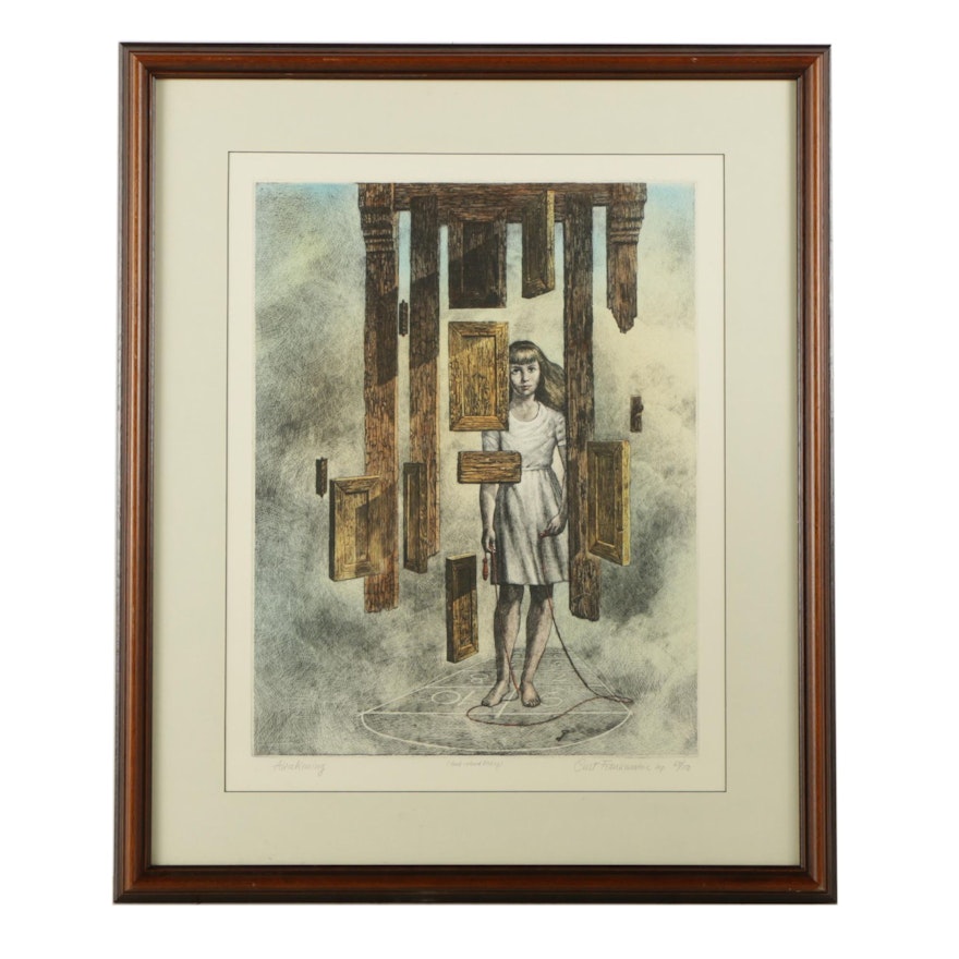 Curt Frankenstein Limited Edition Hand Colored Etching on Paper "Awakening"