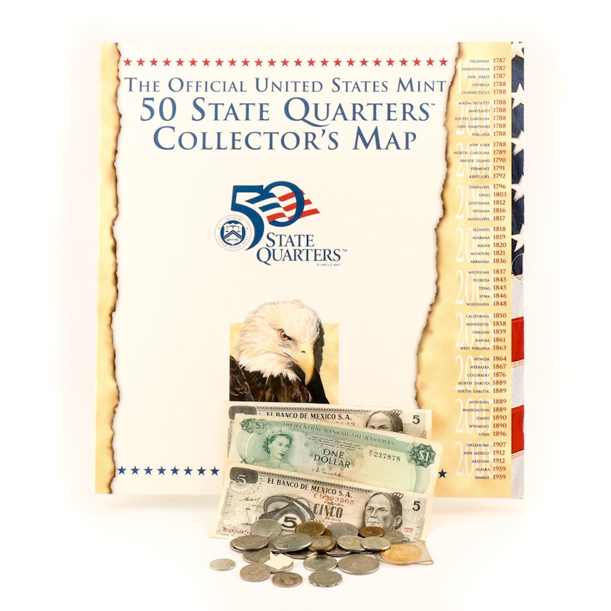 1999 - 2008 Official State Quarters Map