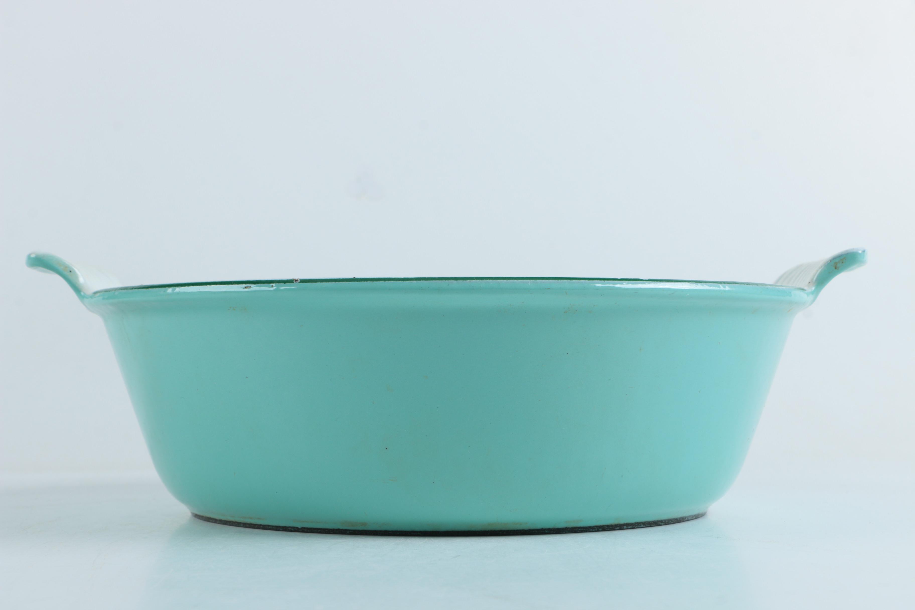 Vintage Enameled Cast Iron Baking Dish and Pot