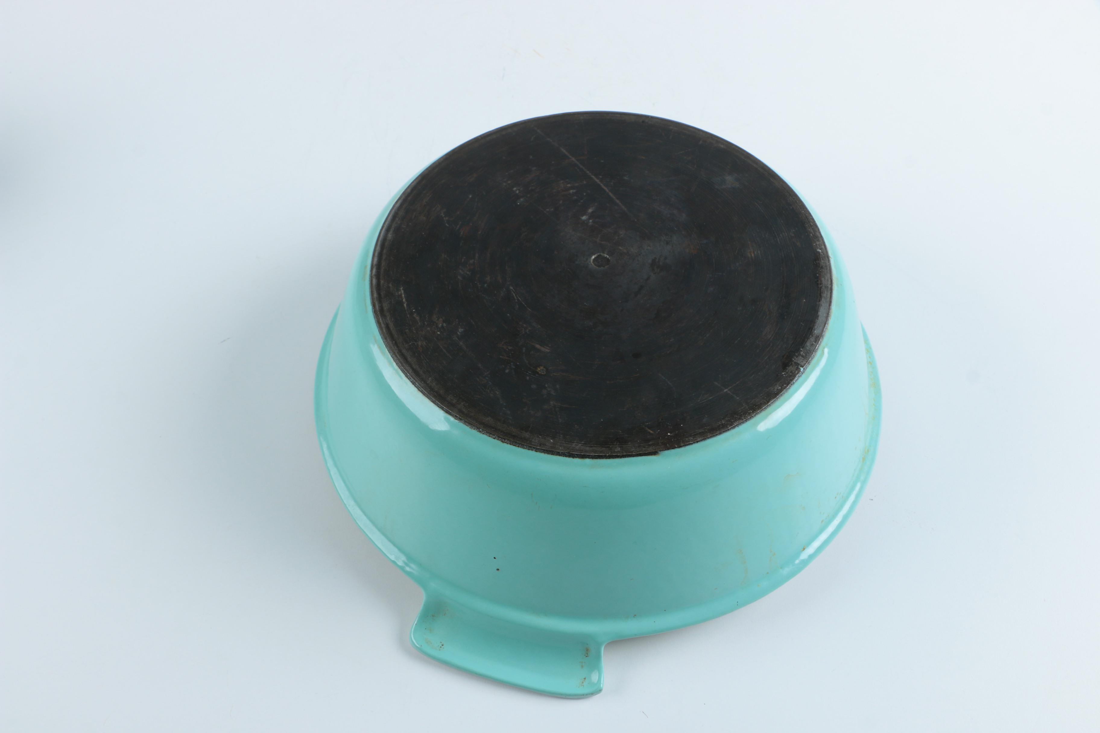 Vintage Enameled Cast Iron Baking Dish and Pot