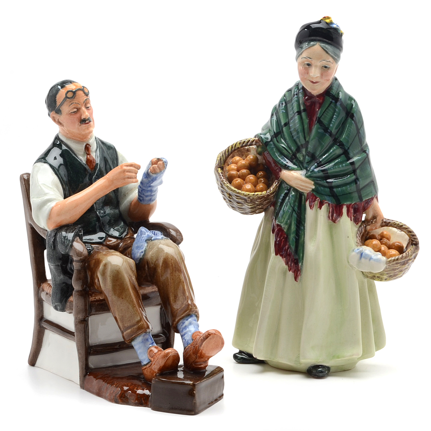 Royal Doulton Figurines "The Orange Lady" and "The Bachelor"
