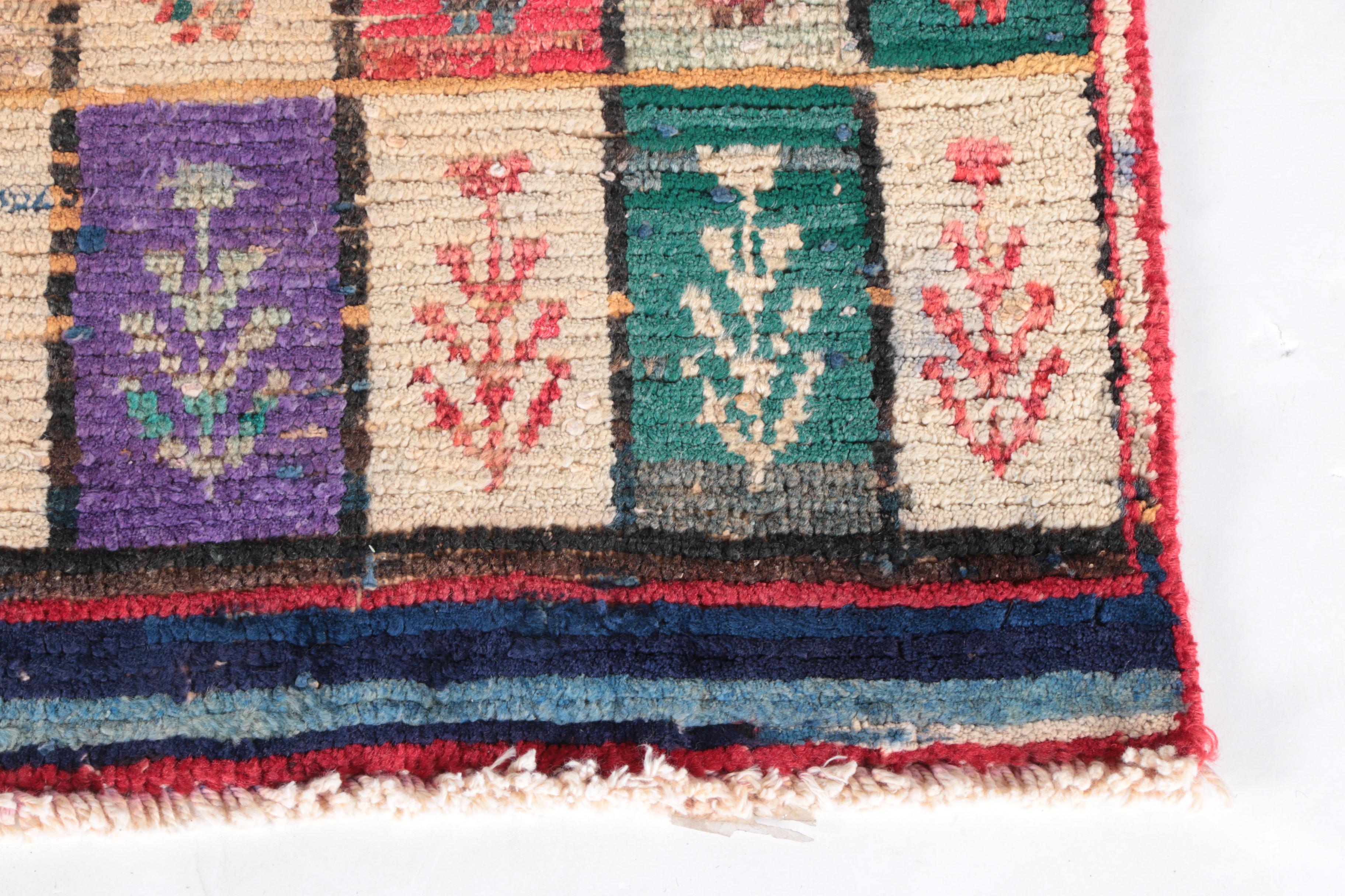 Hand-Knotted Pakistani Panel Design Area Rug