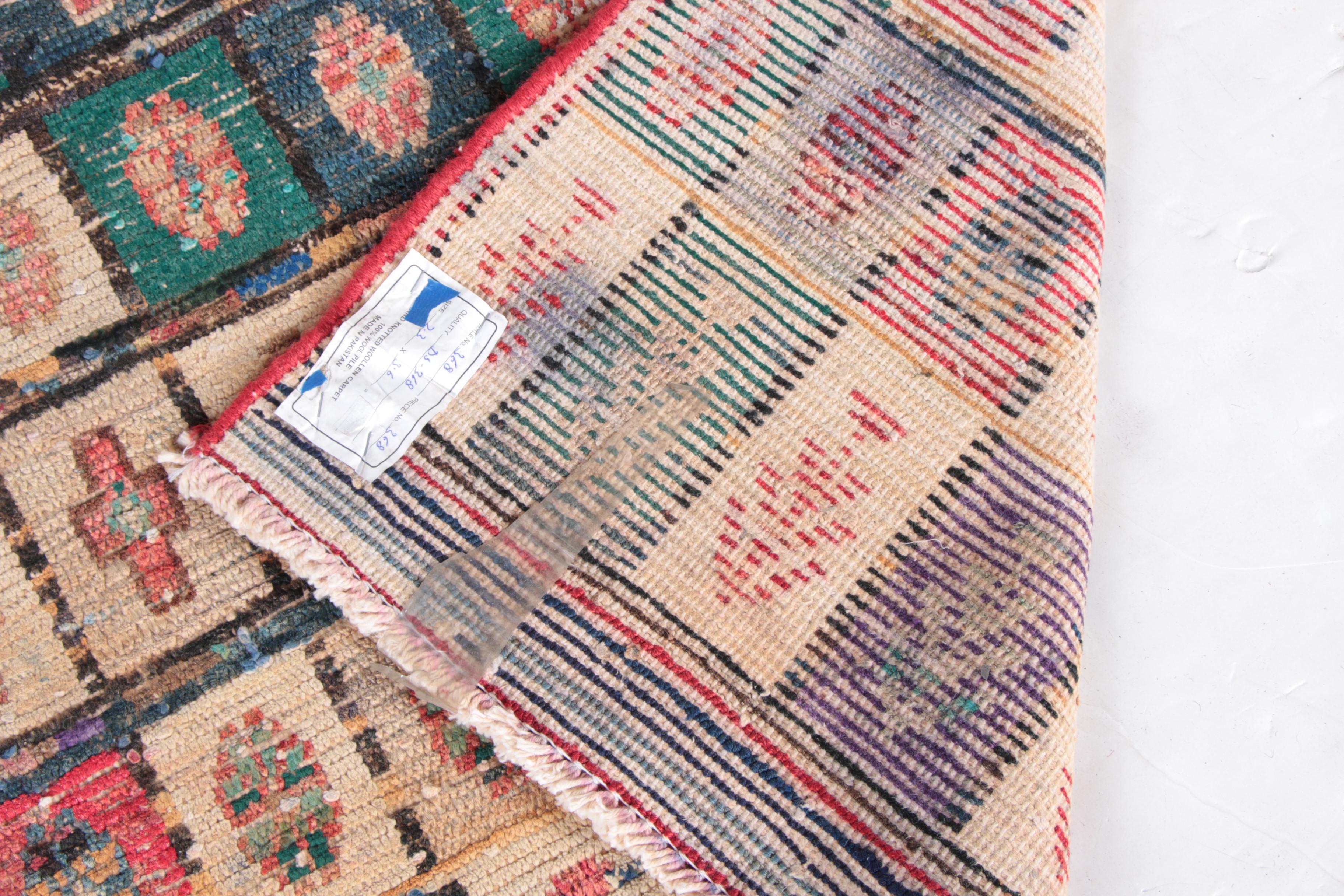 Hand-Knotted Pakistani Panel Design Area Rug