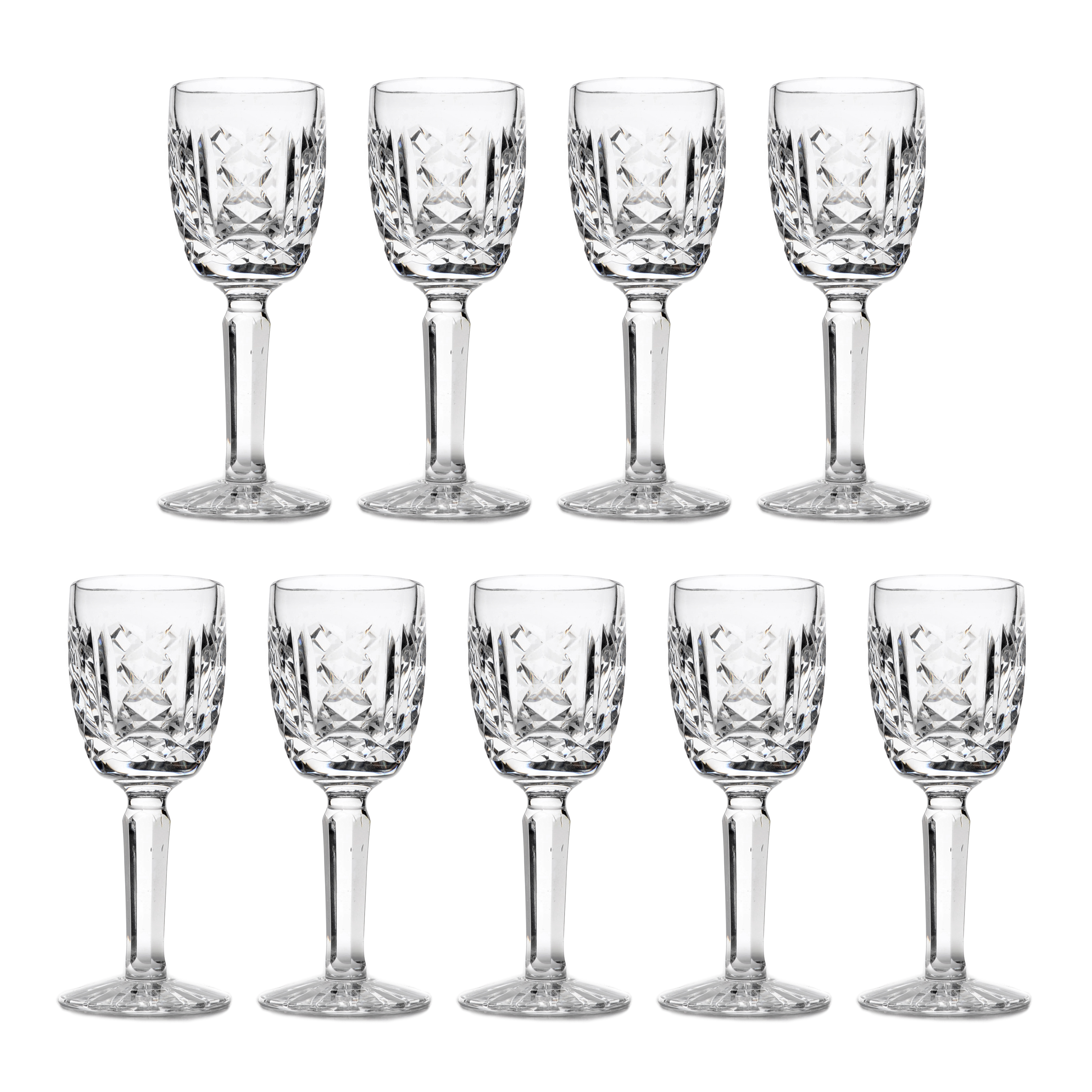 Waterford "Glengarriff" Crystal Cordials, Set of Nine