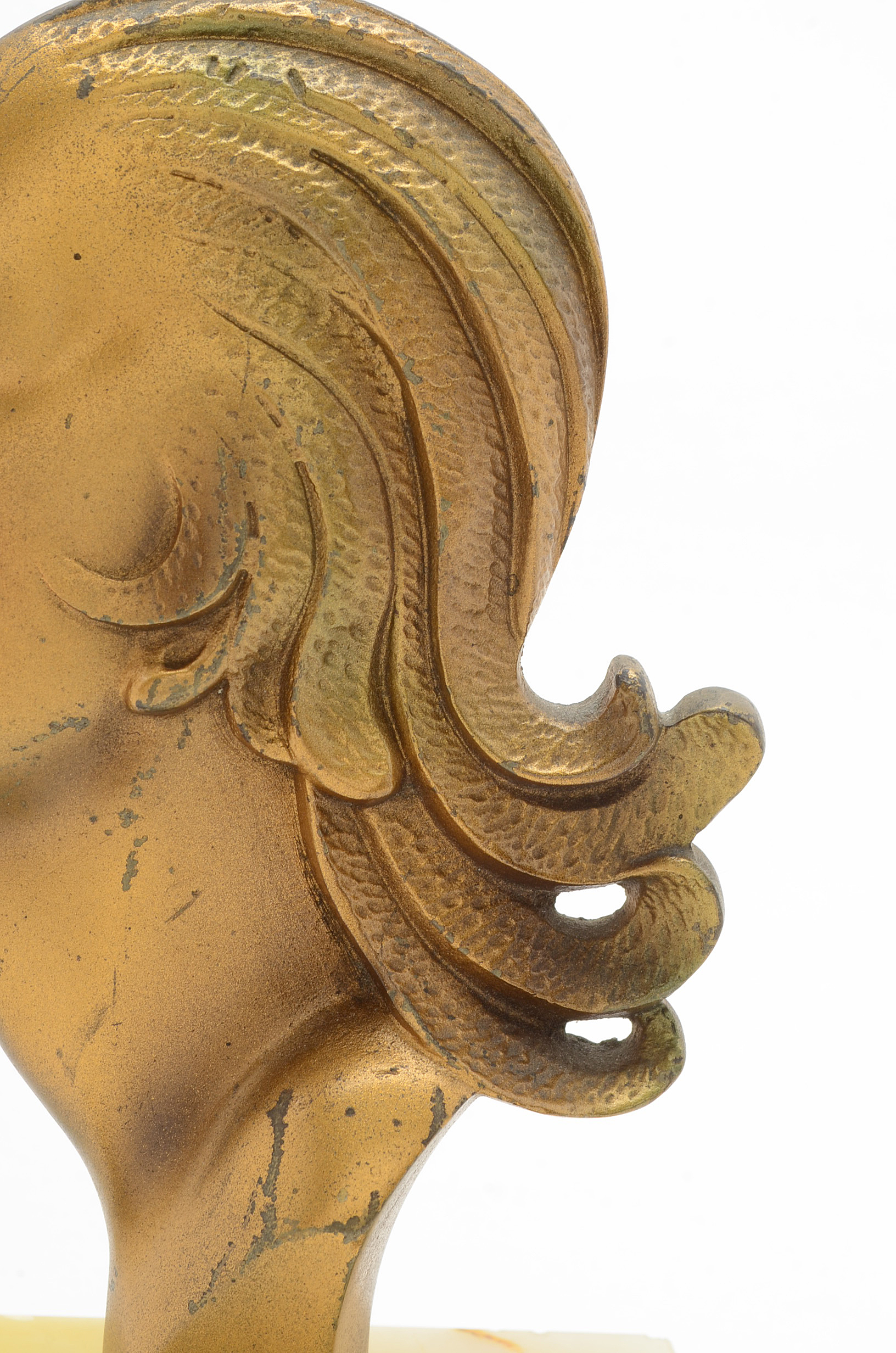 Art Deco Gilt Bronze Sculpture Bust of a Woman