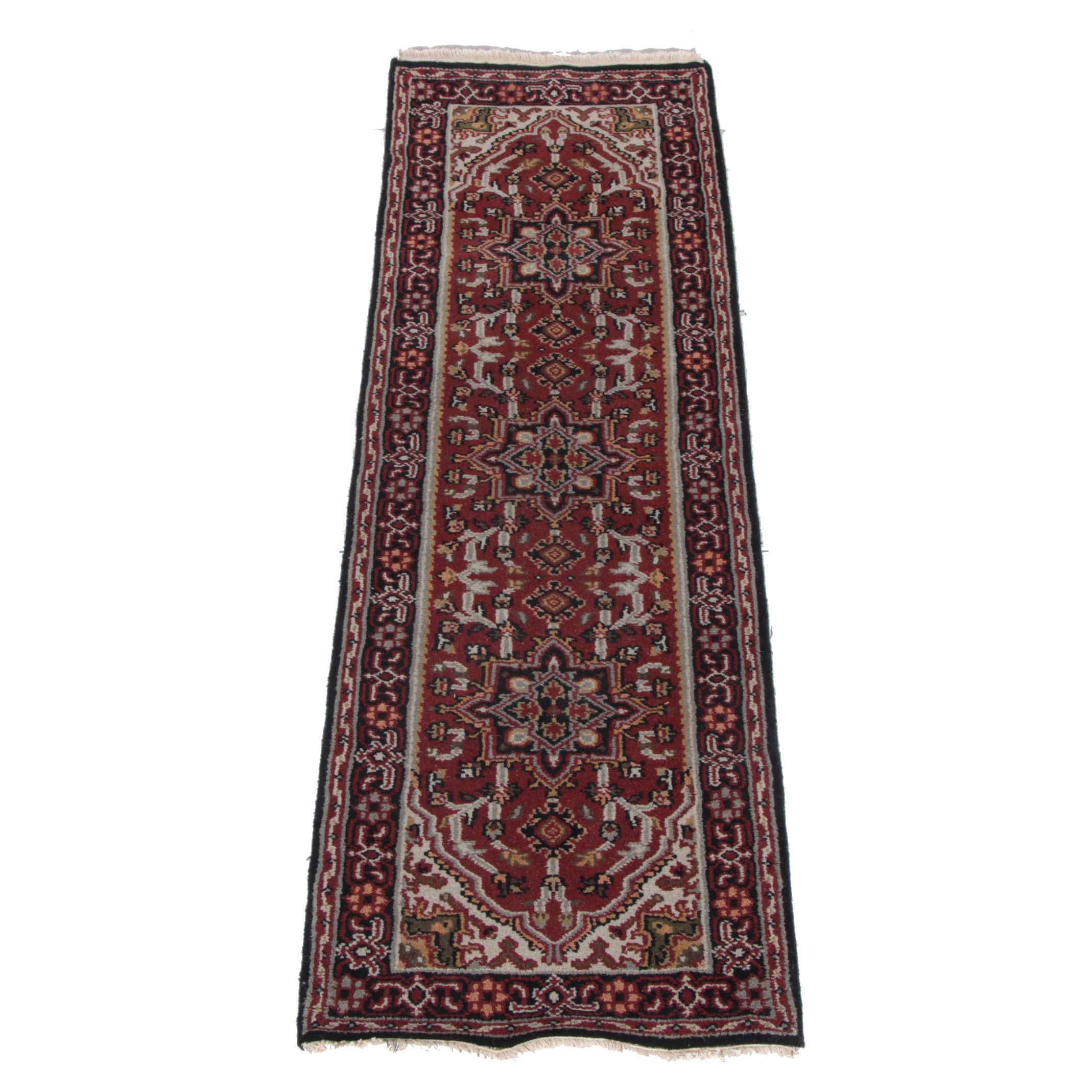 Hand-Knotted Indo-Heriz Carpet Runner