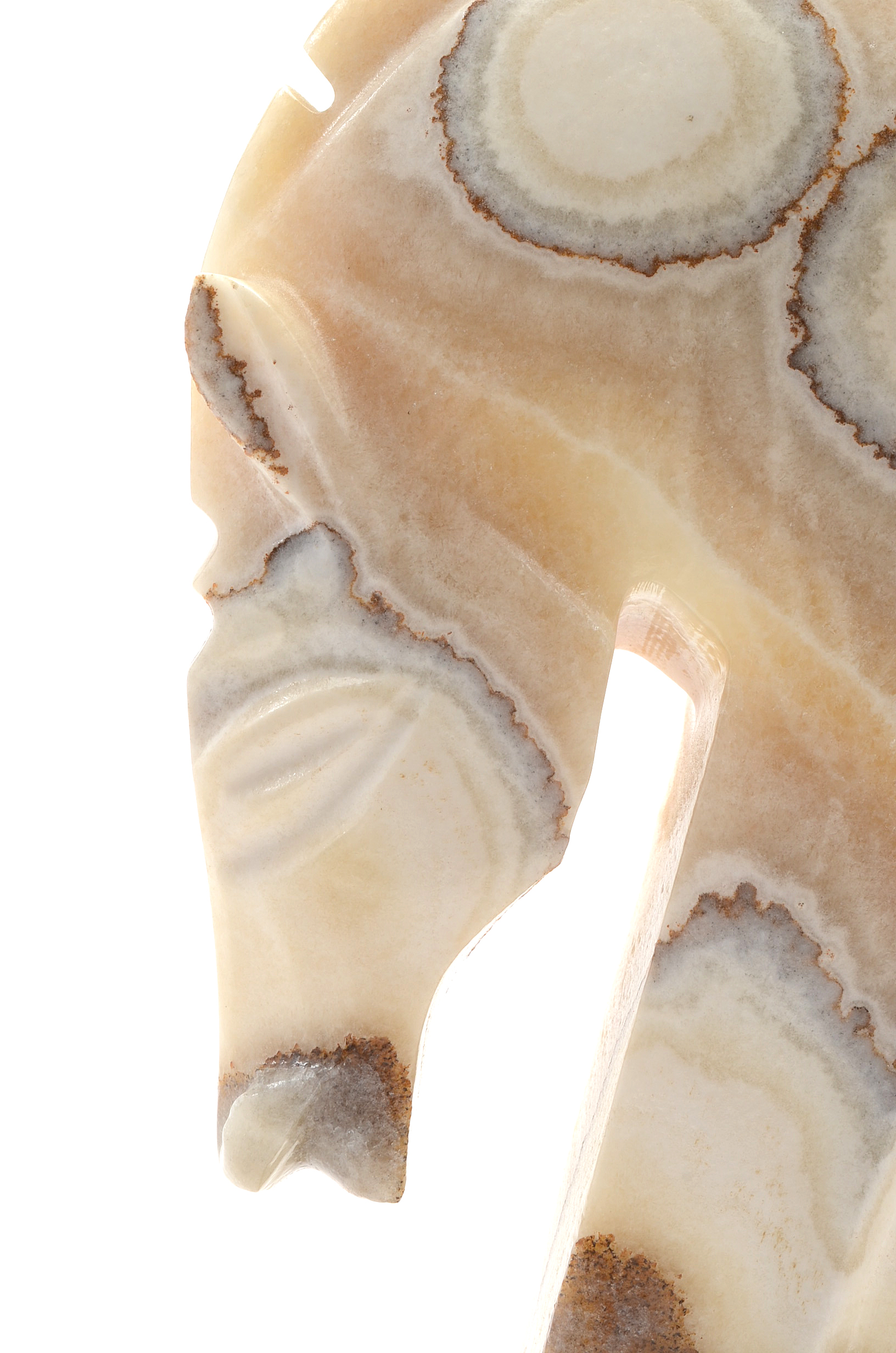 Pair of Banded Calcite Horse Head Bookends