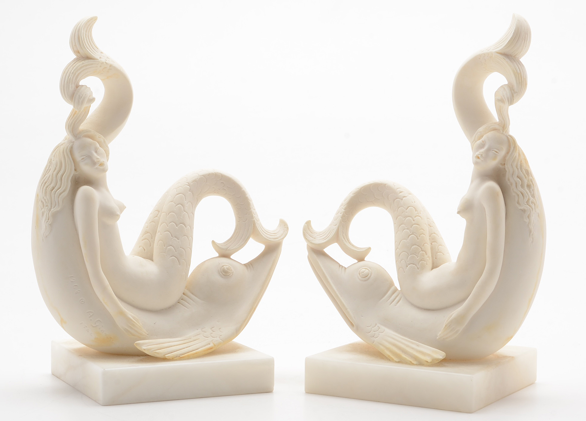 A. Giannelli Italian Alabaster Sculptural Bookends