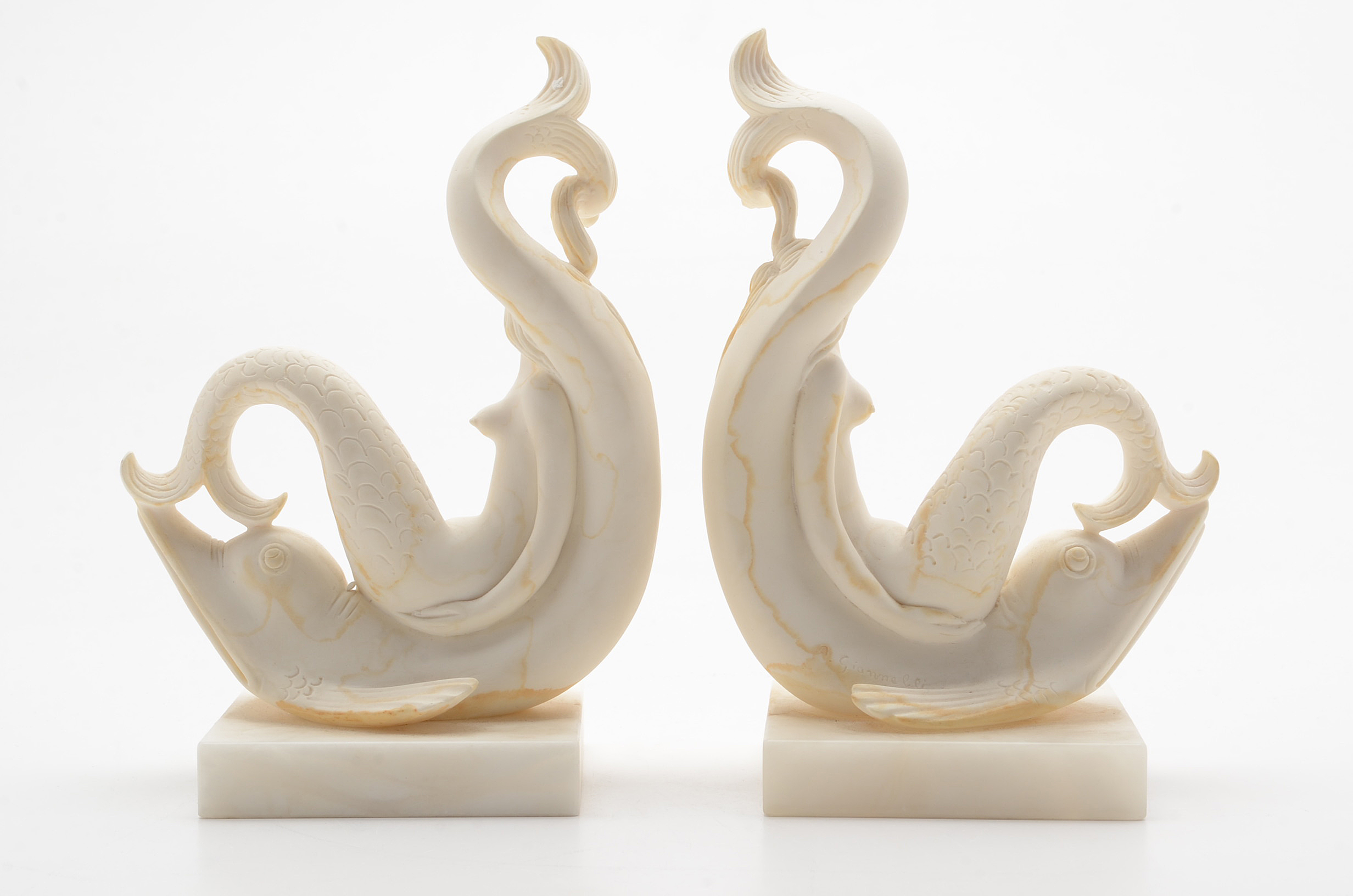 A. Giannelli Italian Alabaster Sculptural Bookends