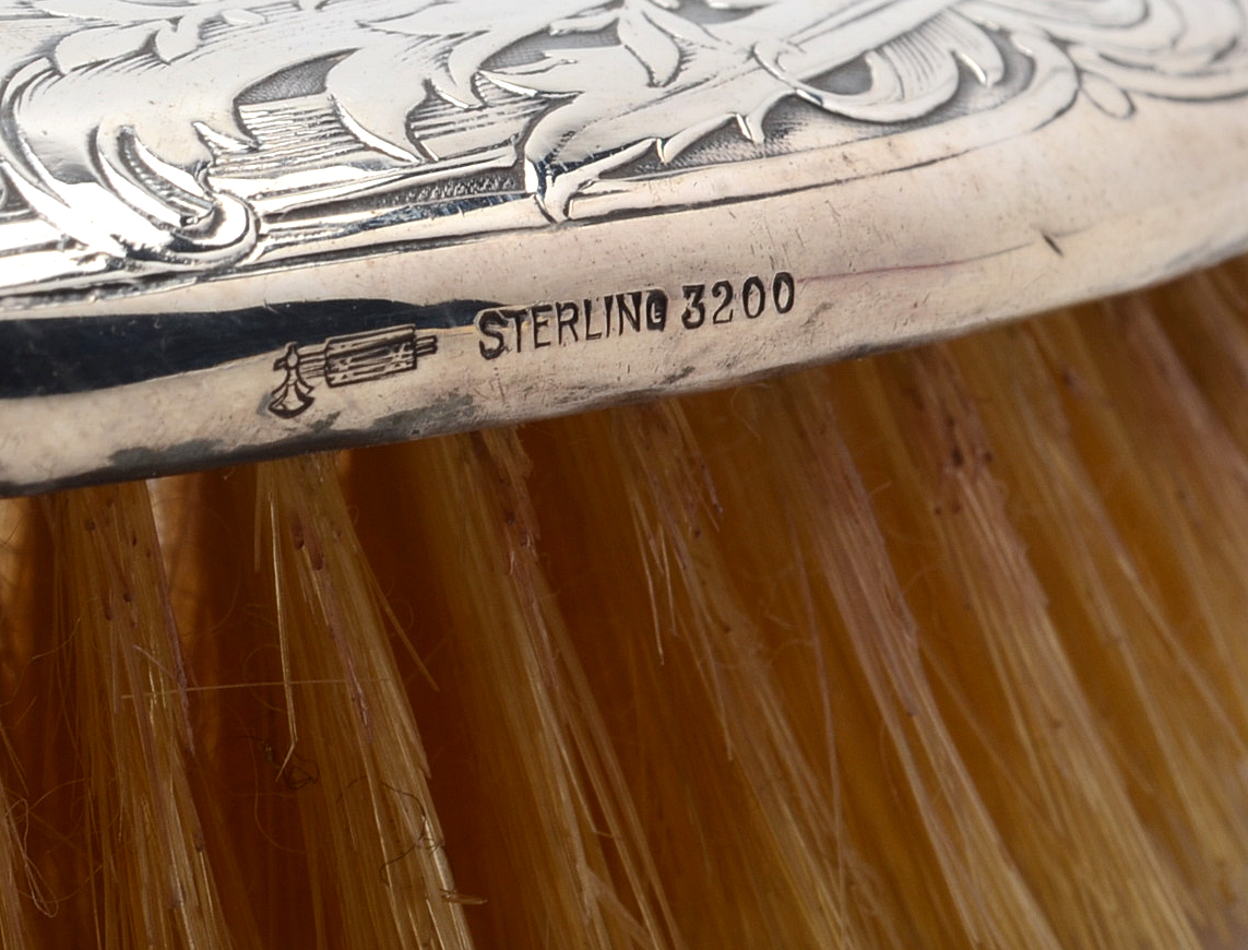 William B. Kerr & Co. Sterling Silver Hand Mirror and Brush Vanity Set