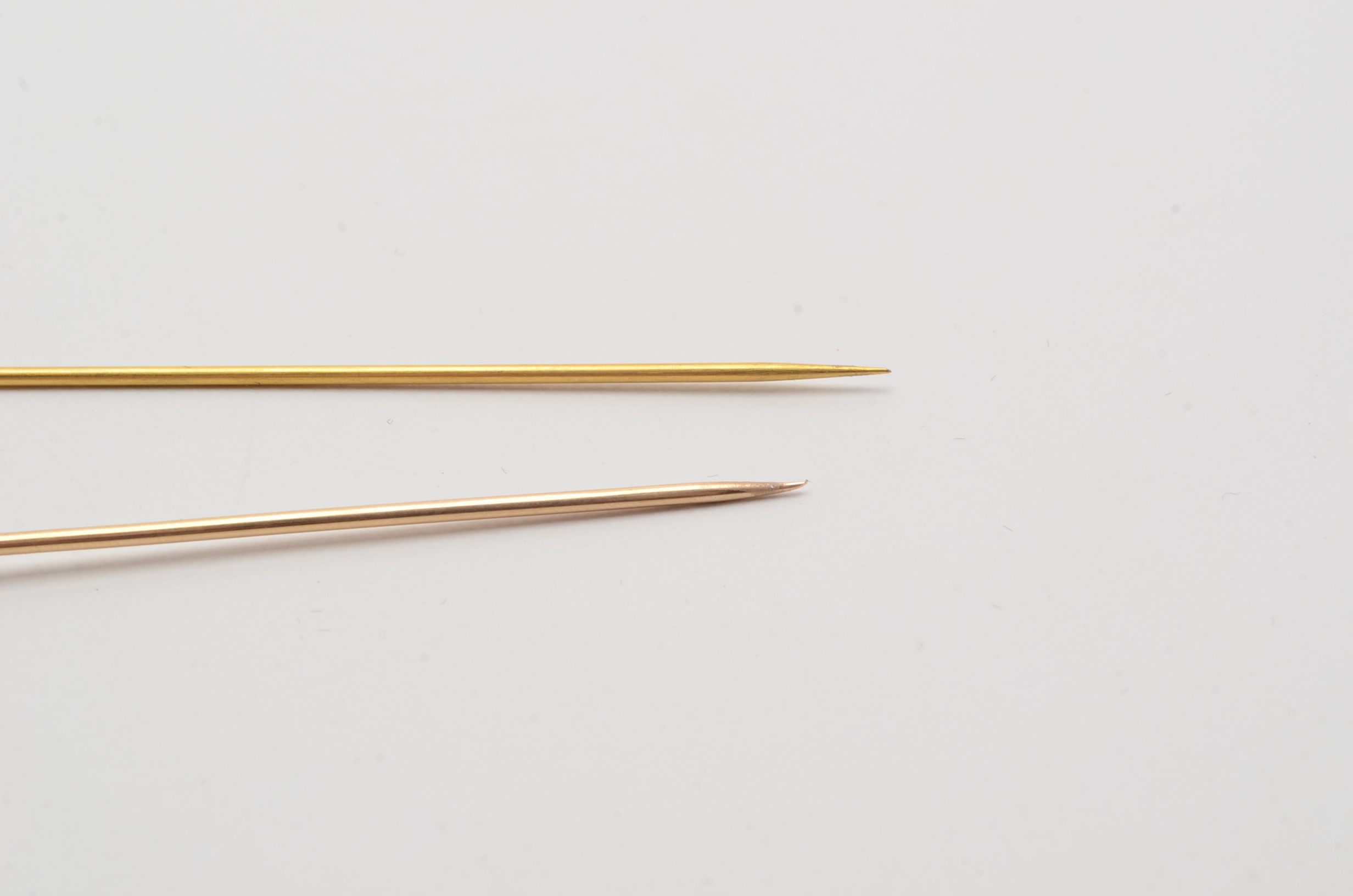 14K Yellow Gold Amethyst and Pearl Hat Pin and 10K Yellow Gold Hat Pin