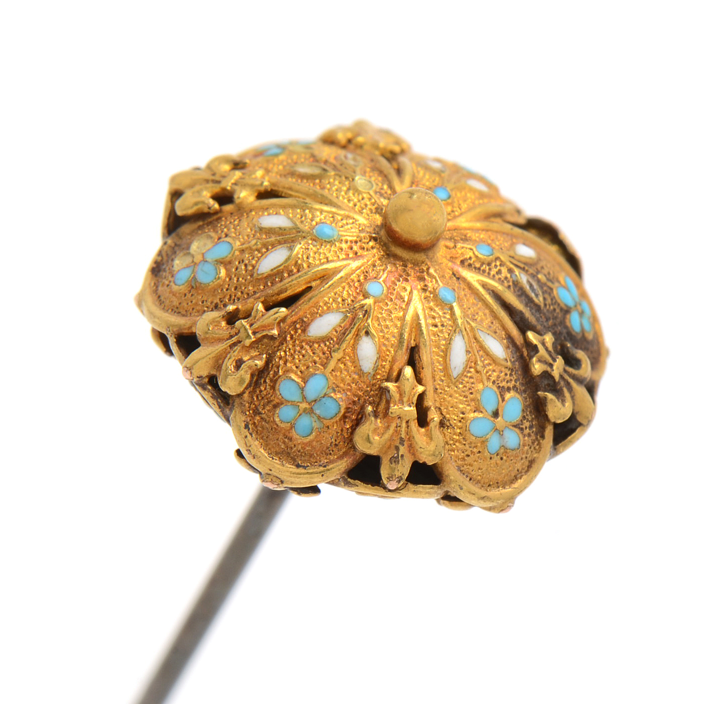 Vintage 14K Yellow Gold Enamel Hat Pin