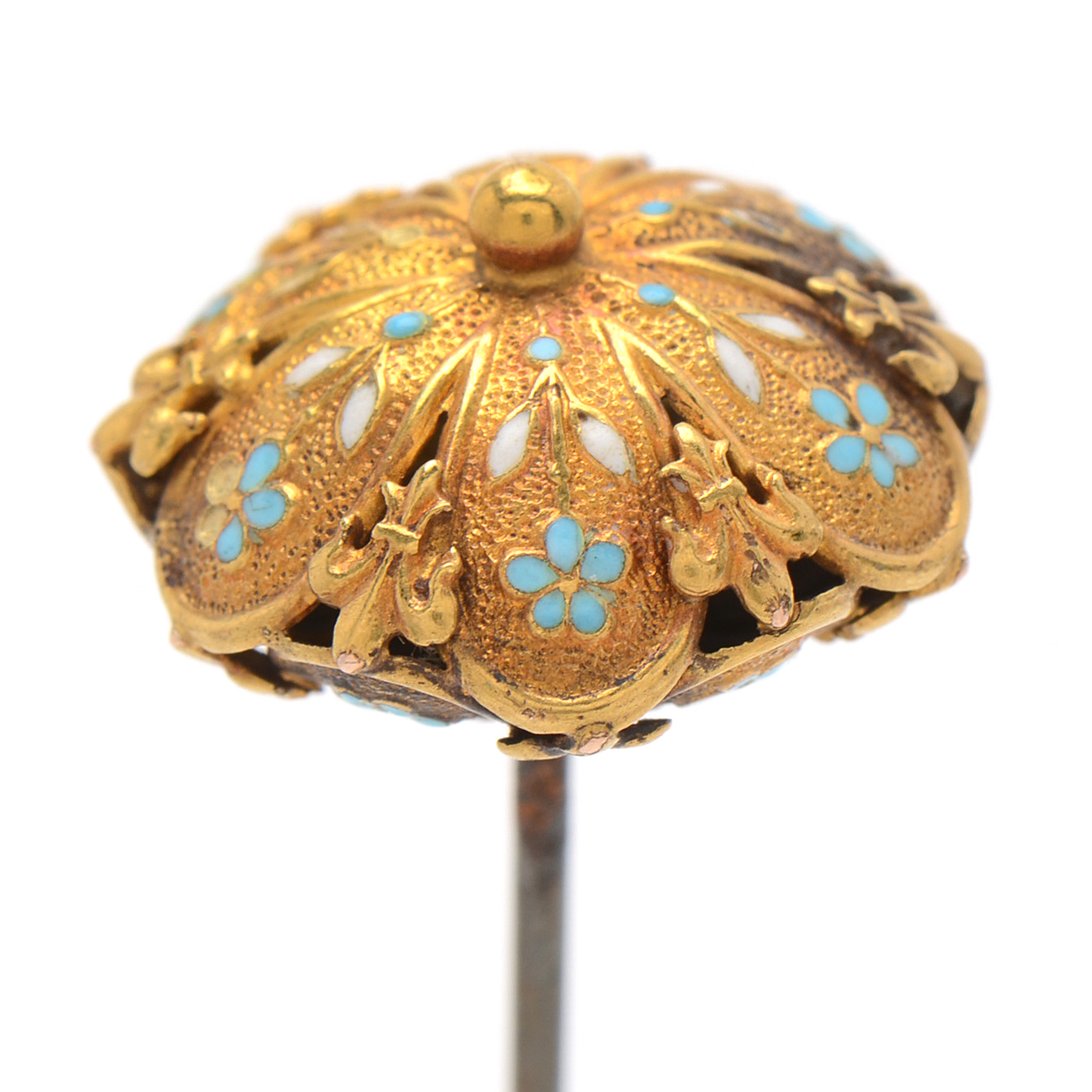 Vintage 14K Yellow Gold Enamel Hat Pin