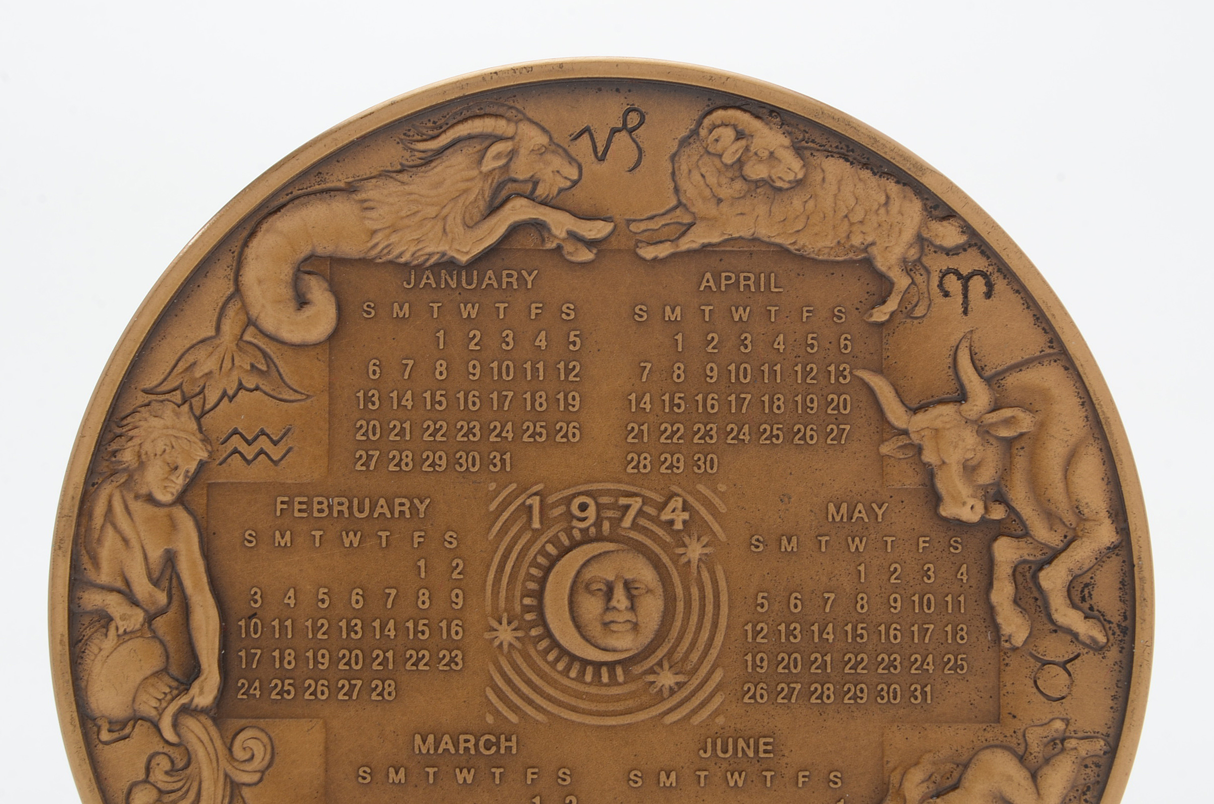 The Franklin Mint 1974 Bronze Calendar Art Medal