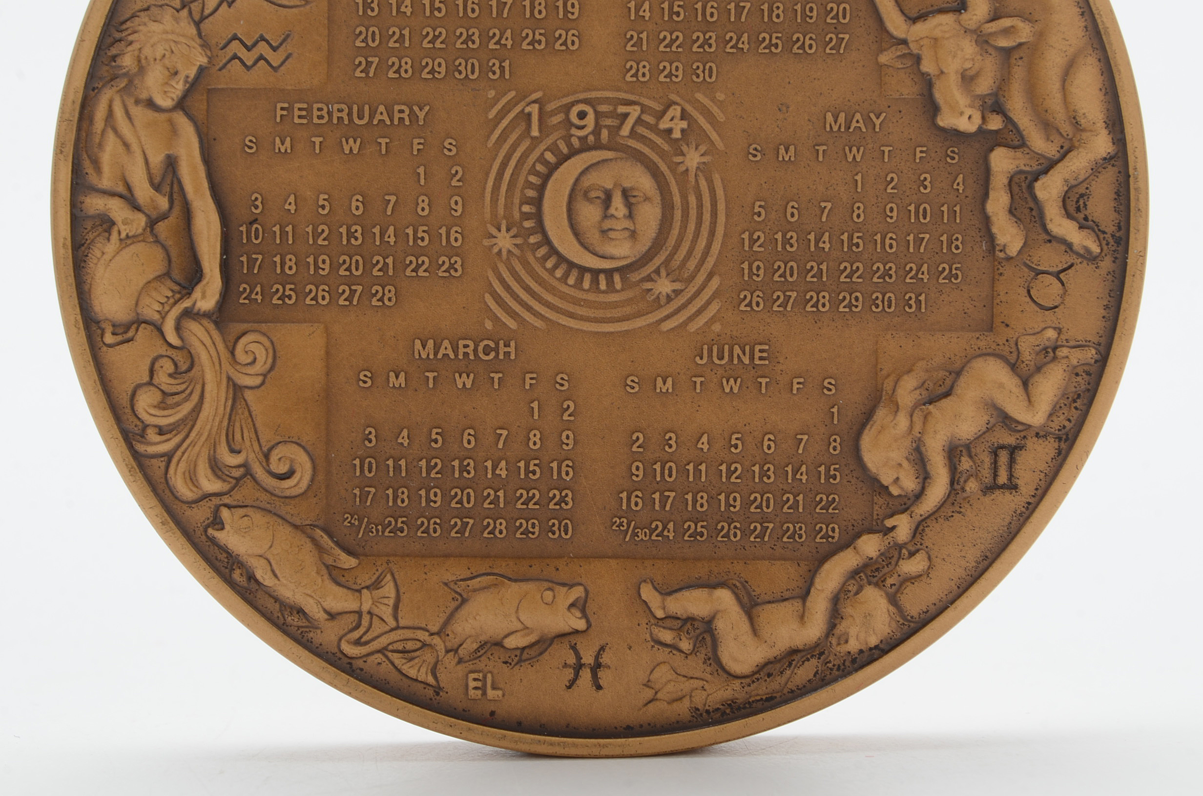 The Franklin Mint 1974 Bronze Calendar Art Medal
