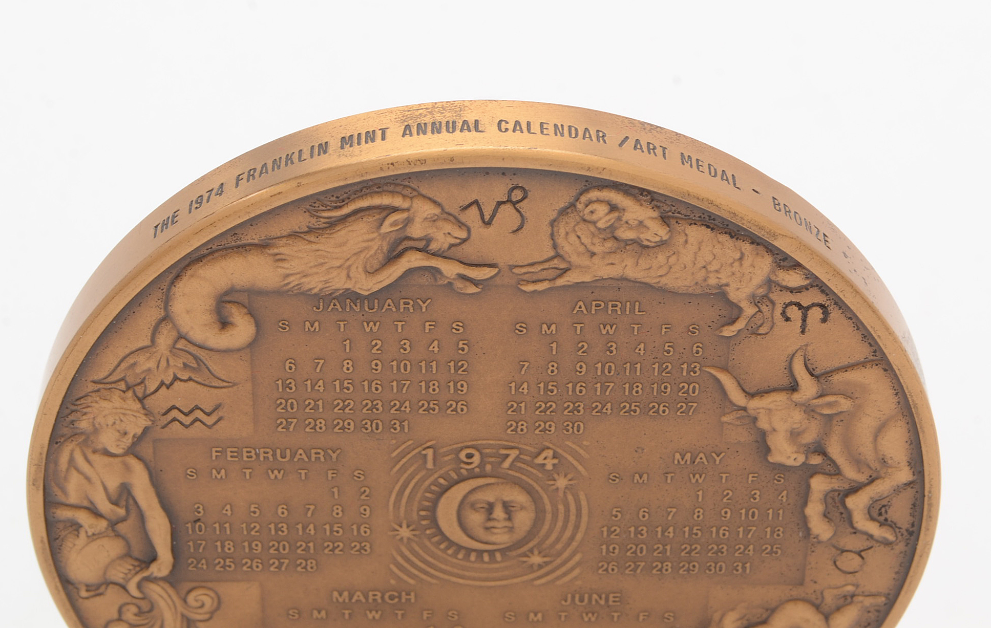 The Franklin Mint 1974 Bronze Calendar Art Medal
