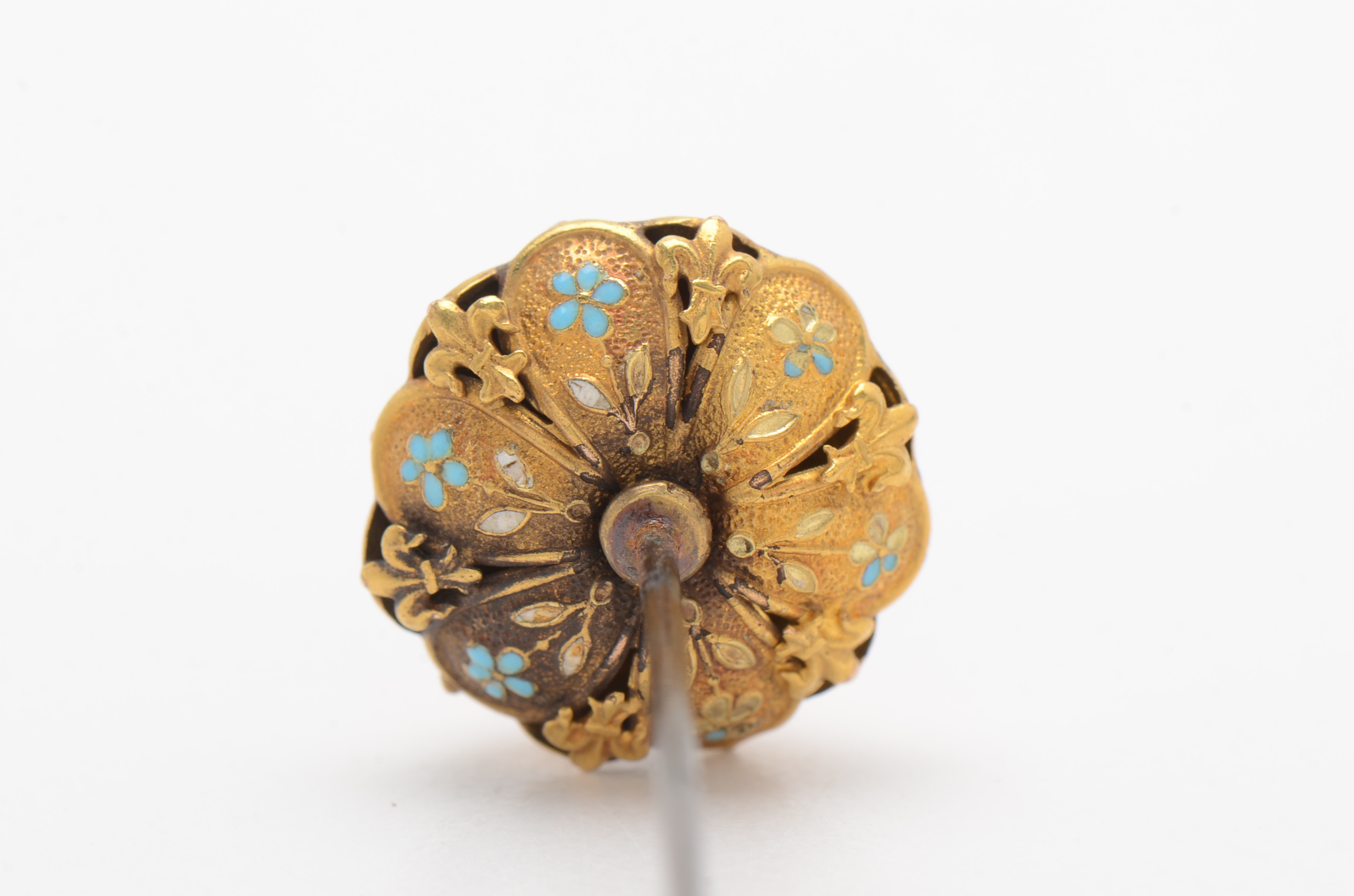 Vintage 14K Yellow Gold Enamel Hat Pin